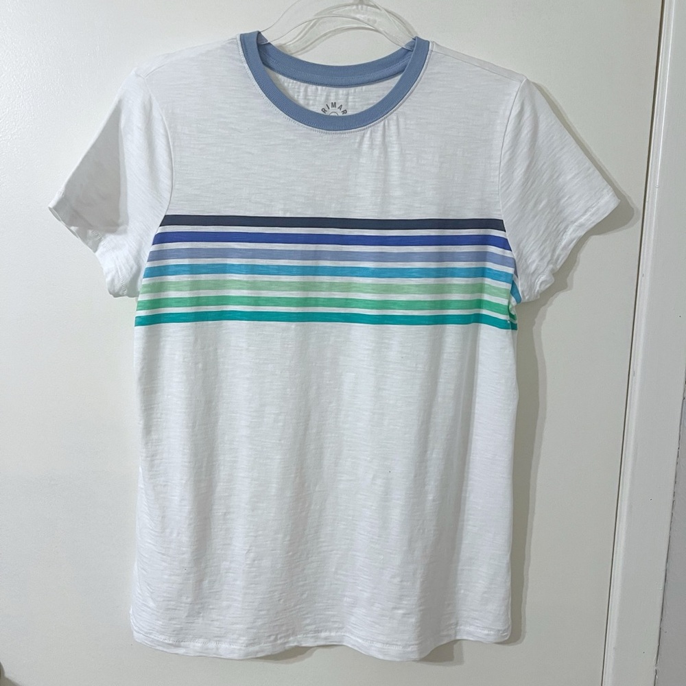 PRIMARY Striped White and Blue T-Shirt